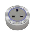 Prise de courant Anglaise BS3 Titane - Bague aluminium - Led bleu