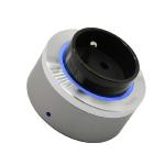 Prise de courant Fran�aise FR3-L Titane - Bague Alu - Led Bleu