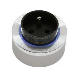 Prise de courant Française FR3 Titane - Bague Alu - Led Bleu